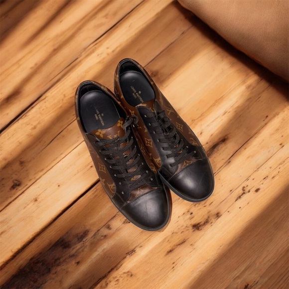 Men's Designer Louis Vuitton Monogram Low-Top Sneaker in Brown and Black